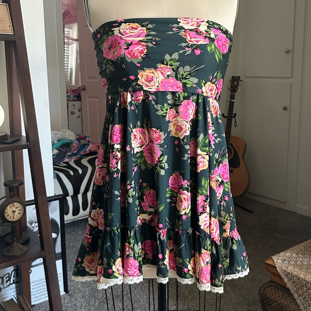 Rare Betsey Johnson vintage Y2K floral swim cover up dress